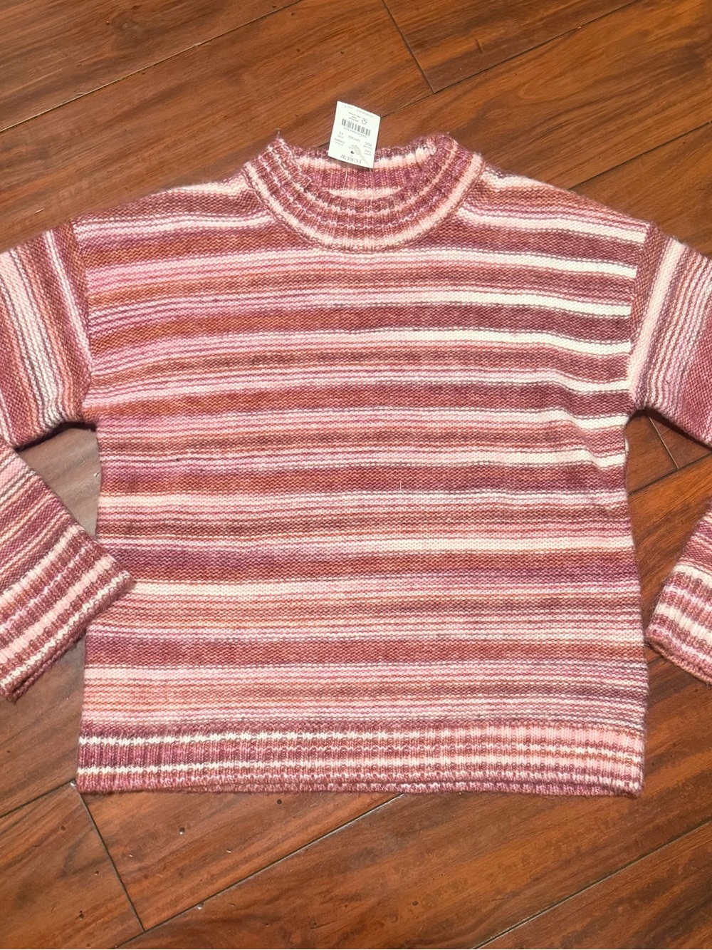 J. Crew Striped Pink and Cream Turtleneck Sweater‎